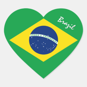 Pegatina En Forma De Corazón Pegatina de Brasil, Corazón, Bandera brasileña pat
