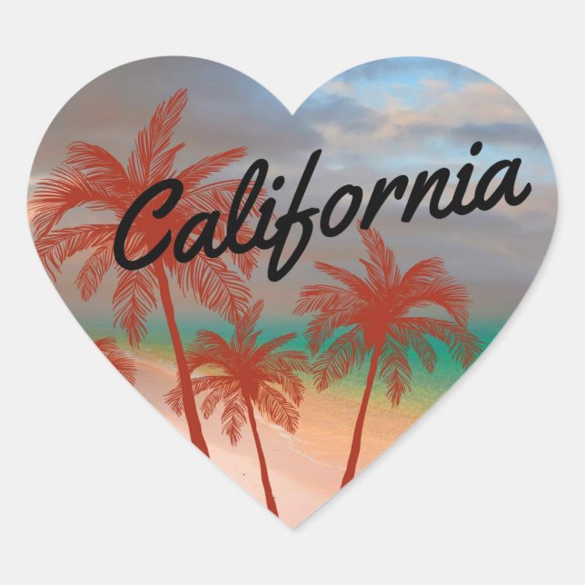 Pegatina En Forma De Corazón Pegatina de California (Anverso)
