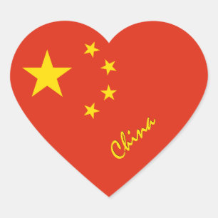 Pegatina En Forma De Corazón Pegatina de China, Corazón, Bandera china patrióti