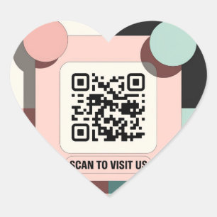 Pegatina En Forma De Corazón Pegatina de código QR rosa