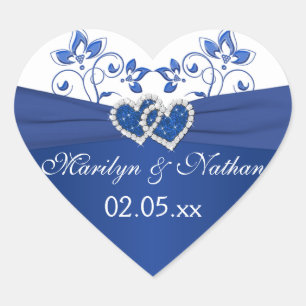 Pegatina En Forma De Corazón Pegatina de Corazones Royal Blue and White