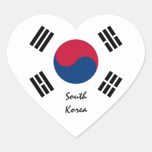 Pegatina En Forma De Corazón Pegatina de Corea del Sur, Corazón, Bandera corean