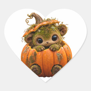 Pegatina En Forma De Corazón Pegatina de criatura de calabaza musgosa linda