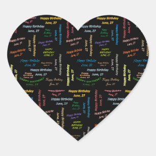Pegatina En Forma De Corazón Pegatina de cumpleaños del 27 de junio