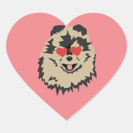 Pegatina En Forma De Corazón Pegatina de Dog Pomeranian Valentine Heart Square