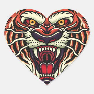 Pegatina En Forma De Corazón Pegatina de estilo de tatuaje antiguo de cara comp