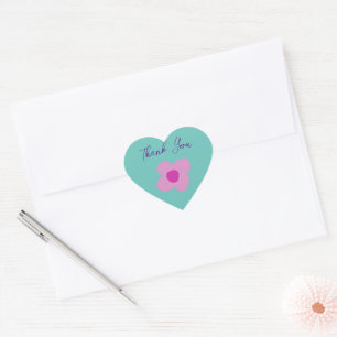 Pegatina En Forma De Corazón Pegatina de fiesta de corazón de flor rosa boho
