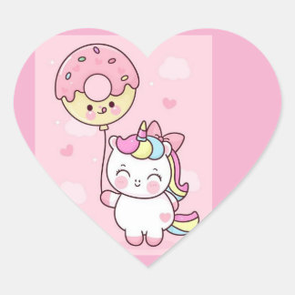 Pegatina En Forma De Corazón Pegatina de fiesta unicornio