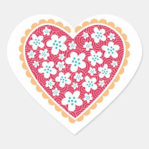 Pegatina En Forma De Corazón Pegatina de flores de corazón de San Valentín