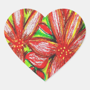 Pegatina En Forma De Corazón Pegatina de flores NocheBuena