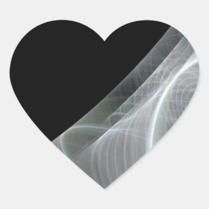 Pegatina En Forma De Corazón Pegatina de fondo fractal blanco y negro
