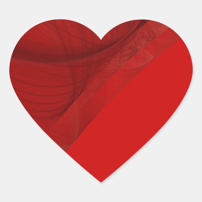Pegatina En Forma De Corazón Pegatina de fondo rojo fractal (Anverso)