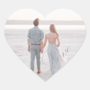 Pegatina En Forma De Corazón Pegatina de foto personalizada de boda amor romanc