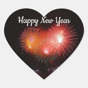 Pegatina En Forma De Corazón Pegatina de fuegos artificiales de Año Nuevo