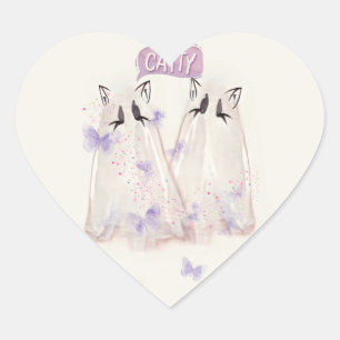 Pegatina En Forma De Corazón Pegatina de gatos fantasma "Catty"
