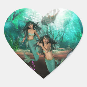 Pegatina En Forma De Corazón Pegatina de gemelos de Sirena