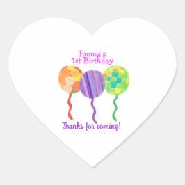Pegatina En Forma De Corazón Pegatina de globo de cumpleaños arcoíris para el p
