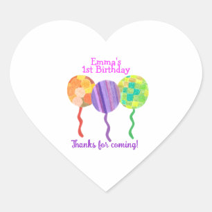 Pegatina En Forma De Corazón Pegatina de globo de cumpleaños arcoíris para el p