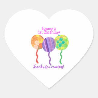 Pegatina En Forma De Corazón Pegatina de globo de cumpleaños arcoíris para el p