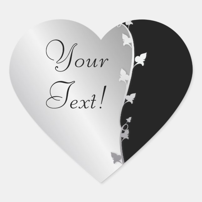 Pegatina En Forma De Corazón Pegatina de hojas de plata (Anverso)