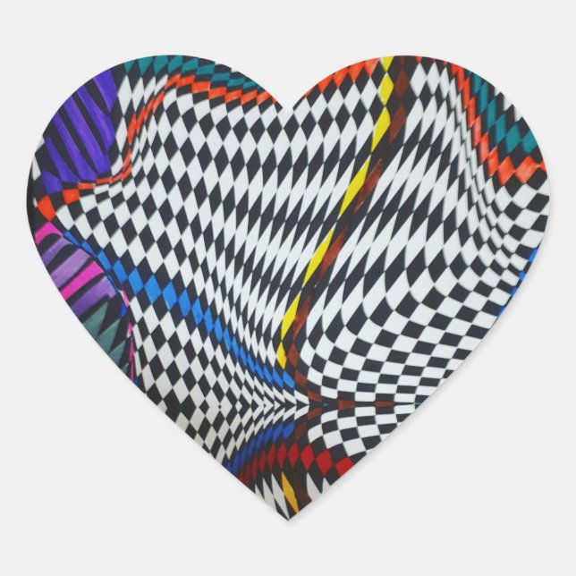 Pegatina En Forma De Corazón Pegatina de ilusión óptica (Anverso)
