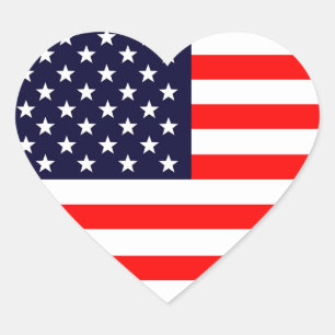Pegatina En Forma De Corazón Pegatina de la bandera estadounidense