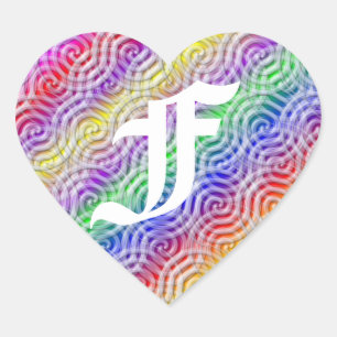 Pegatina En Forma De Corazón Pegatina de la letra F del monograma del diseño