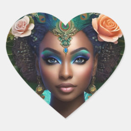 Pegatina En Forma De Corazón Pegatina de la sirena de la diosa marina yemaya af