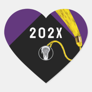Pegatina En Forma De Corazón Pegatina de Lacrosse Team 2025 Purple Square