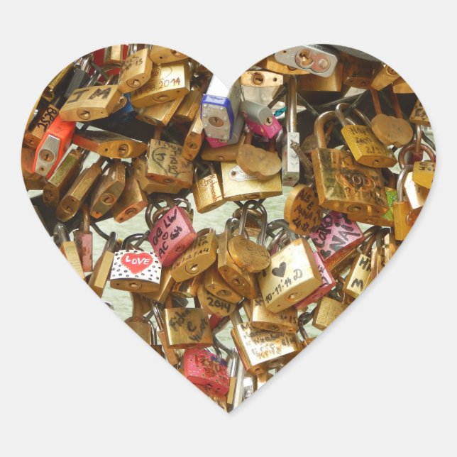 Pegatina En Forma De Corazón Pegatina de Love Padlock (Anverso)