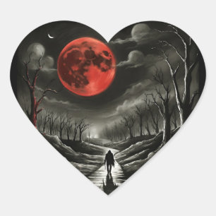 Pegatina En Forma De Corazón Pegatina de luna de sangre