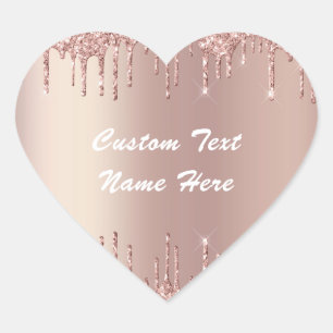 Pegatina En Forma De Corazón Pegatina de nombre personalizado con brillo dorado