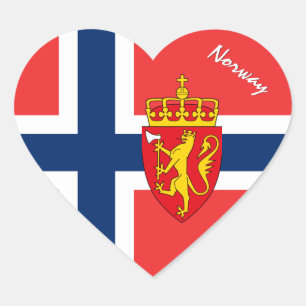 Pegatina En Forma De Corazón Pegatina de Noruega, Corazón, Bandera noruega patr