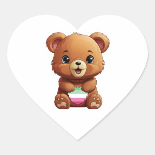 Pegatina En Forma De Corazón Pegatina de oso del Orgullo Abrosexual, Bandera Ab