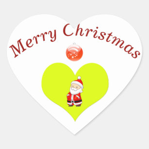 Pegatina En Forma De Corazón Pegatina de Papá Noel Rojo, Feliz Navidad en el co