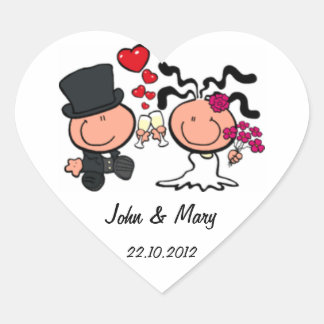 Pegatina En Forma De Corazón Pegatina de pareja boda recién casada personalizad