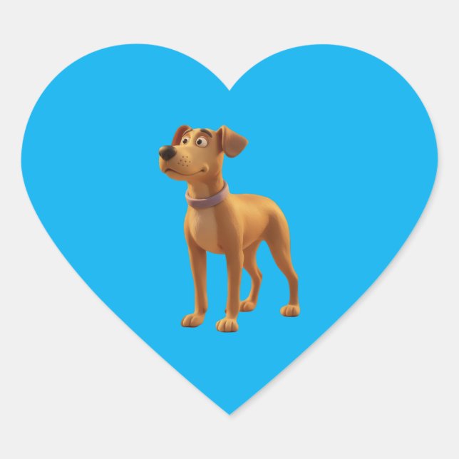 Pegatina En Forma De Corazón Pegatina de perro marrón feliz (Anverso)
