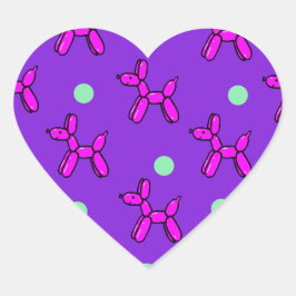 Pegatina En Forma De Corazón Pegatina de perros con globos rosados