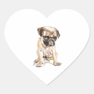 Pegatina En Forma De Corazón Pegatina de Pug – Pegatina de Corazón, Amante de l