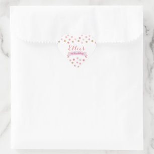 Pegatina En Forma De Corazón Pegatina de puntos de polka rosa, ducha de bebé