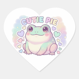 Pegatina En Forma De Corazón Pegatina de Rana Cutie Pie Rana Kawaii Brillante A