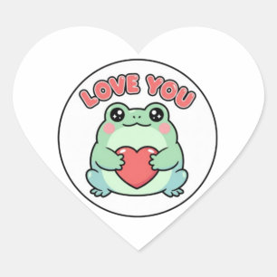 Pegatina En Forma De Corazón Pegatina de rana Love U Coraçon Encantador Rana Ro