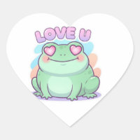 Pegatina de rana Love U Coraçon Ojos Rana Romántic
