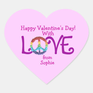 Pegatina En Forma De Corazón Pegatina de signo de paz para el Día de San Valent