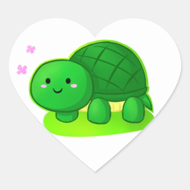 Pegatina En Forma De Corazón Pegatina de tortuga (Anverso)