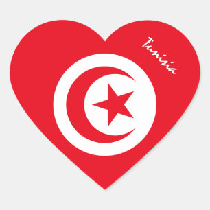 Pegatina En Forma De Corazón Pegatina de Túnez, Corazón, Bandera Tunecina Patri