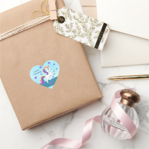 Pegatina En Forma De Corazón Pegatina de Unicorn de corazón Verde azulado capri