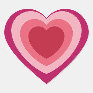 Pegatina En Forma De Corazón Pegatina del corazón de color rojo rosa retro groo