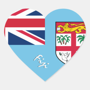 Pegatina En Forma De Corazón Pegatina del corazón de Fiji, bandera patriótica d