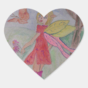Pegatina En Forma De Corazón Pegatina del corazón de hadas de mariposa